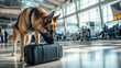 © Daria94 - A German Shepherd sniffing a suitcase in an airport terminal as part of security screening, ensuring safety and detecting potential threats.
