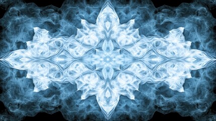 Poster - Ethereal Blue Smoke Patterns on Dark Background