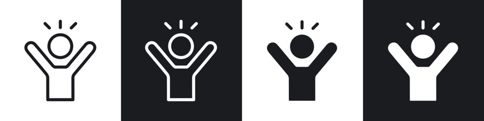 Success icons set. filled and line illustration