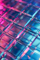 Poster - A visually striking abstract image featuring a geometric pattern with vibrant neon colors and reflective surfaces, creating a modern and dynamic aesthetic.