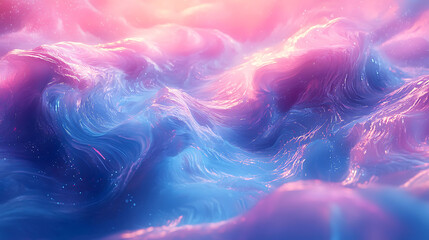 Leinwandbilder - Abstract swirling pink and blue colors resembling clouds with sparkling particles.