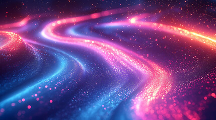 Poster - Abstract background with glowing lines and particles in pink and blue colors.
