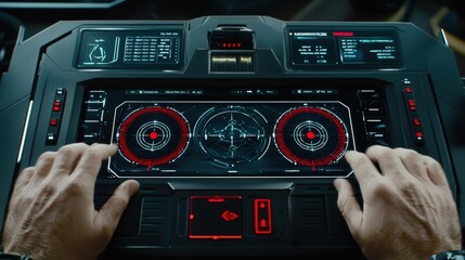 Poster - Futuristic Control Panel with Interactive Displays