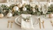© dark_blade - Christmas table setting indoors Christmas decoration . ai generated