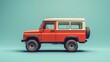 © fourtakig - Exaggerated stylized model of a versatile, all-terrain toy van positioned on a simple solid-colored backdrop