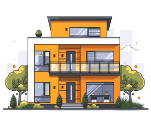 Canvas Print - Modern country house. Vector illustration in flat style.