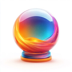 A vibrant crystal ball featuring a stunning swirl of colorful hues, perfect for mystical and enchanting designs.