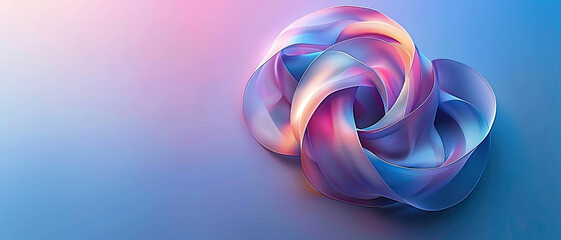 Abstract colorful background with two ribbon intertwined in gradient purple and blue background