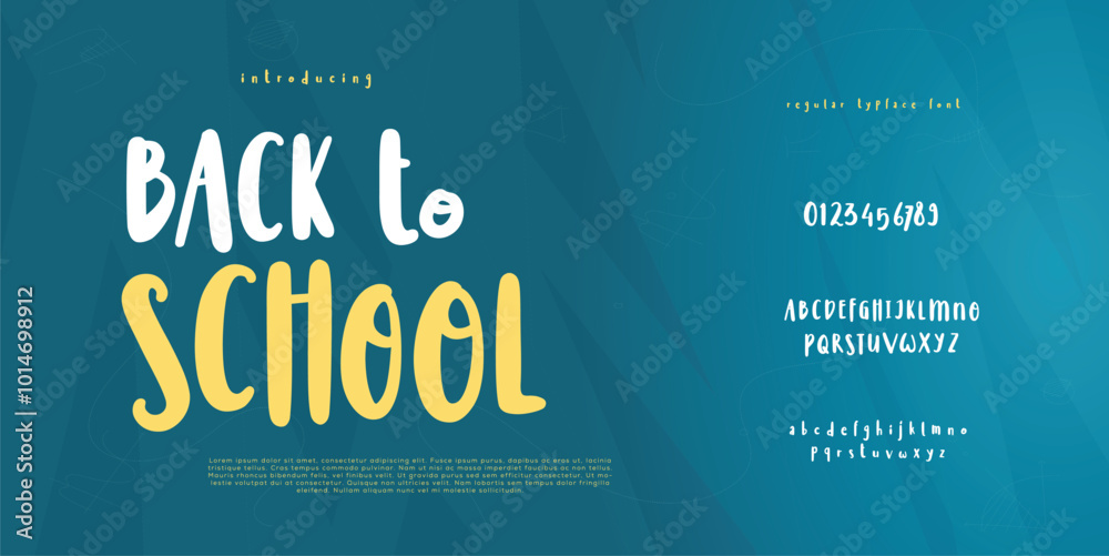 back to shcool cute cartoon Font Vector modern alphabet font uppercase ...