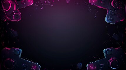 Poster - A dark background with a neon pink and blue video game controller border.