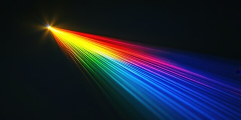 Wall Mural - Colorful laser beam creating a vivid rainbow spectrum in a dark background