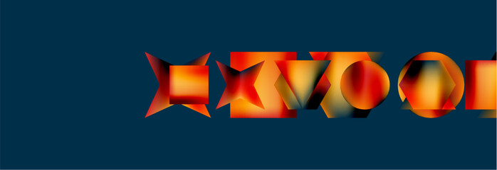 Poster - Neon color geometric shapes square triangle circle abstract background. Vector Illustration For Wallpaper, Banner, Background, Card, Book Illustration, landing page