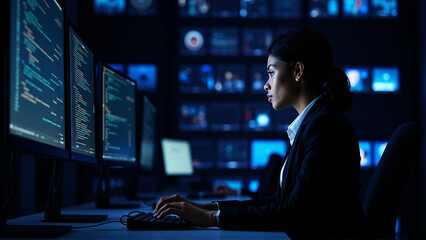 Woman working on programming language