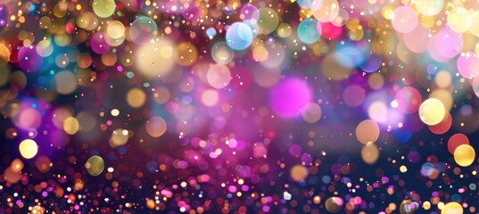 Vibrant Confetti and Sparkles on Purple and Gold Gradient Background for Festive Design