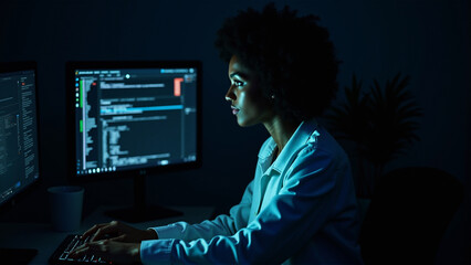 women working on programing language