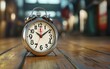 © Ytnart - A close-up of a retro alarm clock on a wooden floor, symbolizing time management and the passage of time in a cozy environment.
