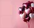 © MUHAMMAD - Valentine's Day red and pink hearts balloons with copyspace, Happy Valentine's Day background for greeting and invitation card with balloons, valentines love and romance background illustration
