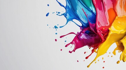 Poster - Vibrant abstract paint splashes in vivid colors with a large, clear area for text or design elements.