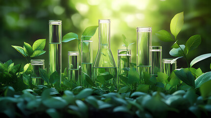 plant science laboratory research, biological chemistry test, green nature organic leaves experiment
