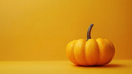 Sticker - A large orange pumpkin sits on a yellow background