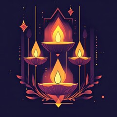 Sticker - Diwali poster with a modern design and festive decorations.