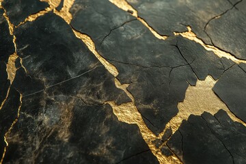 Poster - a cracked black and gold surface