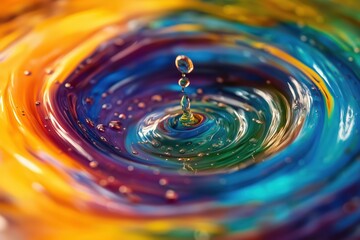 Wall Mural - a rainbow colored liquid, there is a drop of water