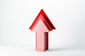 Poster - Abstract upward arrows in red and pink colors. 3D Rendering