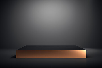 Aufkleber - Modern pedestal with a sleek design on a dark background for product display. 3D Rendering