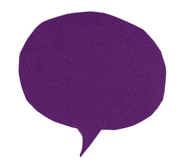 Poster - purple paper in a speech bubble shape, frame for text or quote, grunge textured sign, label, banner paper graphic element isolated on a transparent background
