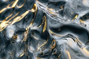 Wall Mural - a liquid, there is a lot of gold and silver