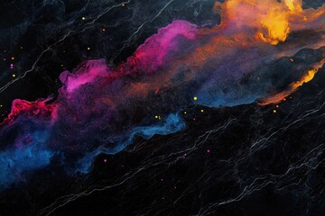 Canvas Print - a colorful cloud, there is a black background