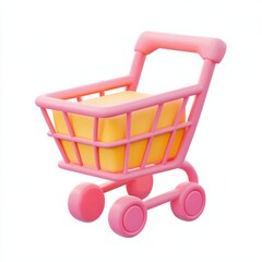 shopping cart 3d icon in cartoon style