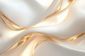 Sticker - a white silk fabric with gold waves