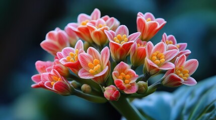 Poster - Close-up of Delicate Pink Flowers with Yellow Centers