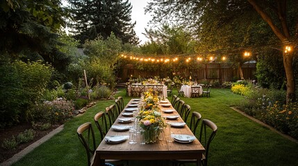 Poster - Farm to table dinner party in backyard with friends and family  