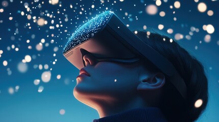 Poster - A person immersed in a virtual reality experience, showcasing the immersive potential of digital technologies.