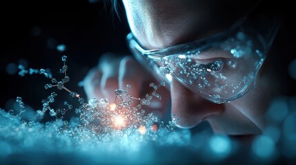 Poster - A scientist working with microscopic nanobots, showcasing the potential of nanotechnology to revolutionize technology.