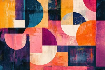 Poster - Abstract geometric shapes, featuring circular and rectangular forms