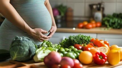 Sticker - Recommended food products for a healthy pregnancy diet. 