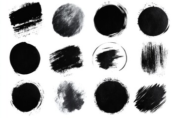 Poster - Abstract art with dark brushstrokes on a bright white surface