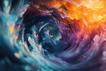 Poster - A close-up shot of a colorful wave in the ocean, perfect for use as a background or to represent water and beach-themed concepts