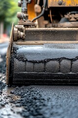 Poster - A road roller working on a paved road