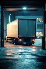 Aufkleber - A semi truck is parked in a garage