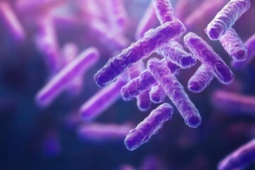 Poster - A high-magnification view of various purple bacteria, potentially used in scientific or educational contexts