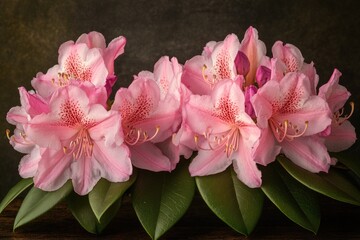 Poster - A bunch of bright pink flowers sit atop a rustic wooden table, perfect for adding a touch of elegance to any setting