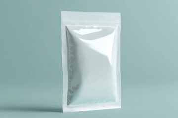 Canvas Print - A single white plastic bag sits on a bright blue surface, offering a simple yet striking visual