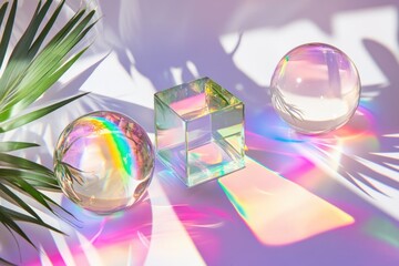 Sticker - A pair of transparent glass cubes sits atop a flat surface, reflecting light and casting subtle shadows