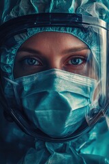 Canvas Print - A person wears a face mask in a close-up shot