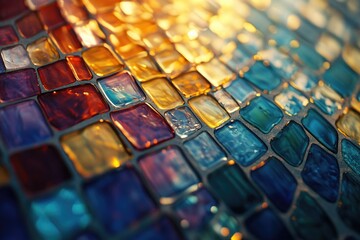 Aufkleber - A detailed view of a vibrant glass mosaic art piece